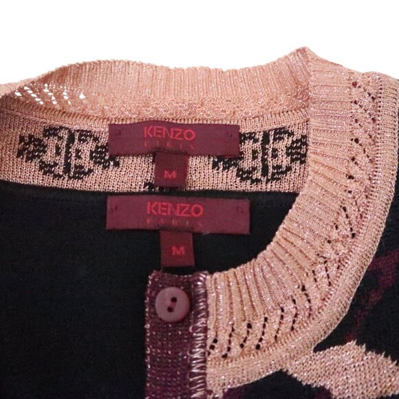 KENZO floral intarsia tank & cardigan sweater twin set M - Picture 7 of 9